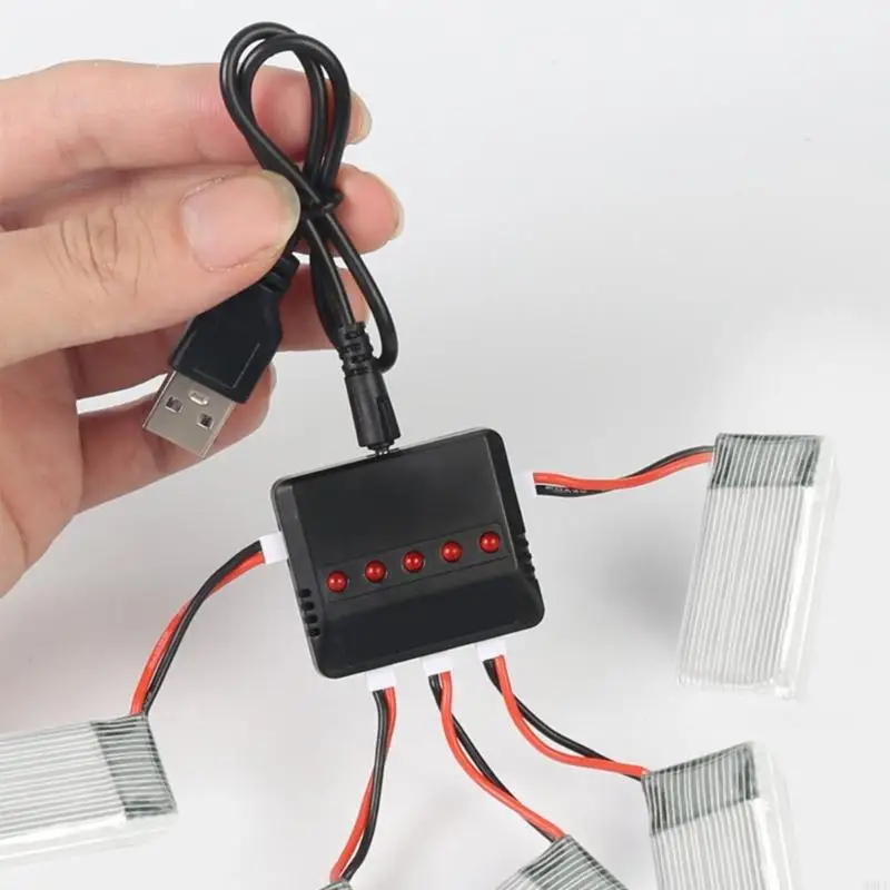 MOLF 3.7V XH2.54 Lipo Battery 1 to 4 USB for Syma X5C X5SC X5S X5SW X5W Parts Quadcopter Helicopter