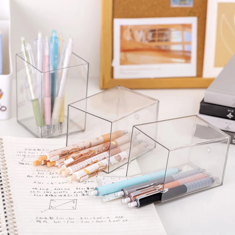 Pen Container Solid Acrylic Multifunctional Desktop Makeup Brush Pencil Holder Container Home Supplies Pen Organizer Pen Pot