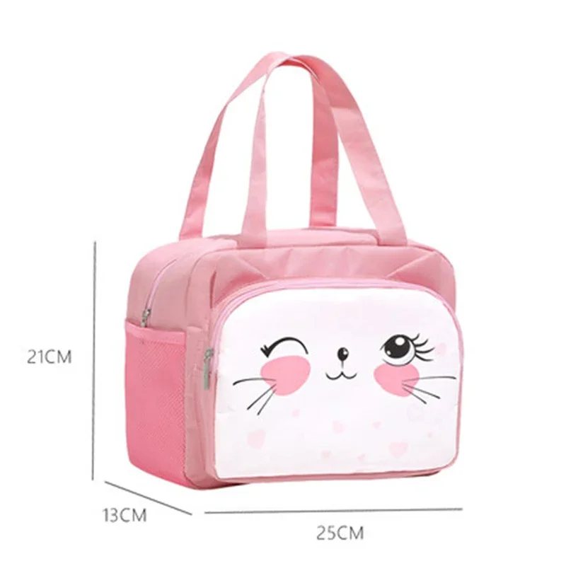 Portable Lunch Bag for Women Cartoon Cat Convenient Lunch Box Tote Food Bags Picnic Lunch Container Food Storage Bags WY205