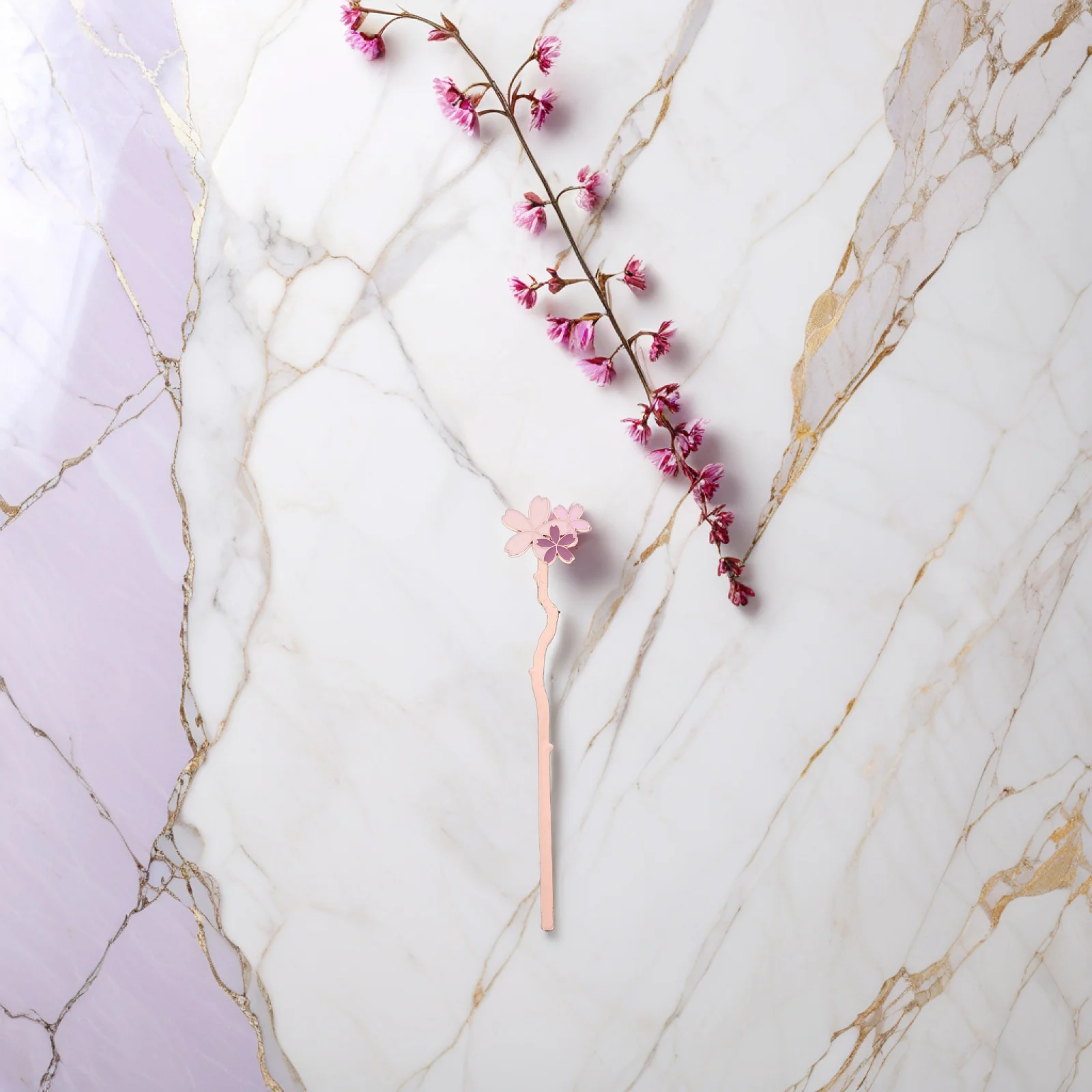 

Cherry Blossom Bookmark Floral Reading Clip Metal Long Strip Page Marker Book Lover Present Exquisite Literary Tag