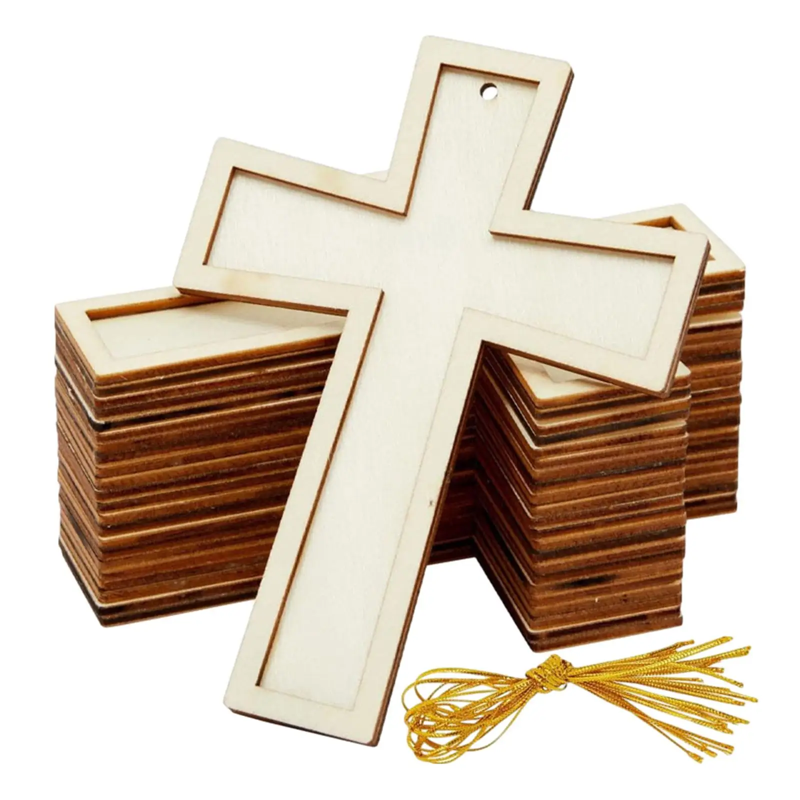 10 Pieces Wood Crosses for Crafts Small Wooden Crosses for Necklace Crafts