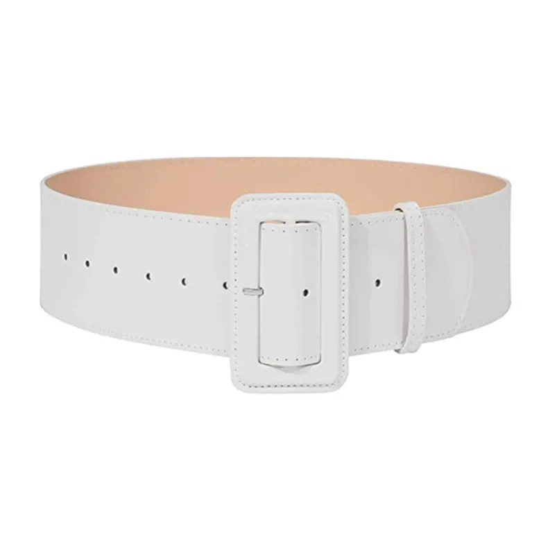 7,5 cm breiter Damen-Gürtel, superdekorativ, schlicht, passend zu allen Farben, gelb, weiß, schwarz, Mantel, Daunenjacke, Taillengürtel, glänzendes PU-Leder – Detail 1