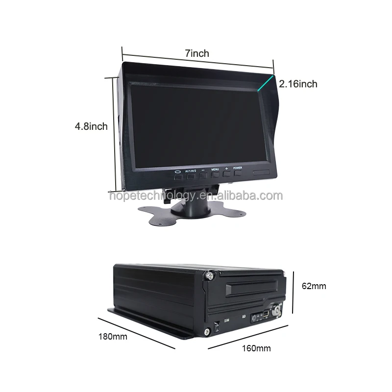 7인치 디스플레이 GPS 1080P 720P 카메라 4채널 차량용 CCTV 카메라 키트 시스템 HDD MDVR 카메라 시스템 차량용 블랙박스 DVR