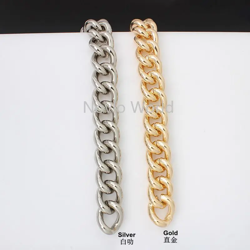 1-5meters By meter 2 colors Gold silver 6mm thick 27X22mm Large Size Alumium Metal Roll Chain For Women Bag Chain