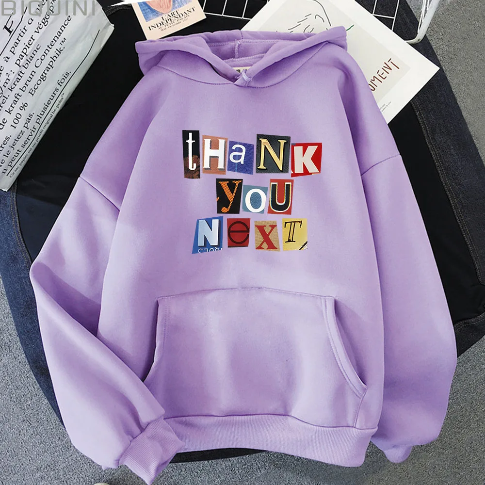 Ariana Grande Thank You Next Kpop Style Hoodies Women Men Aesthetic Sweatshirts Hooded Pullovers Oversized Winter Fleece Coat