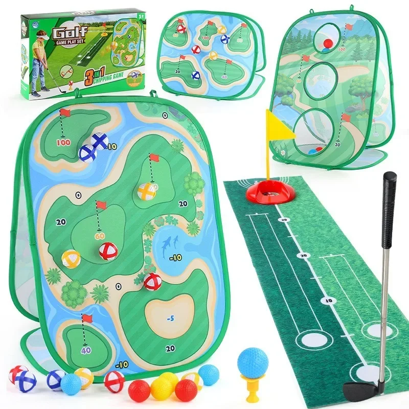 Teenager Golf Chipping Game Mat Set Dart Target Mat with Golf Club Sticky Ball Golf Hitting Training Mat Outdoor Game Toy Set