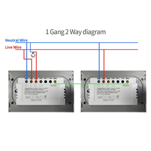 Imagen 2 del producto Interruptor táctil de 118x75mm, 100-240Vac, 2 entradas, 2 vías, Panel de vidrio negro de lujo, interruptores con Sensor cruzado para escaleras, botón de paso para dormitorio