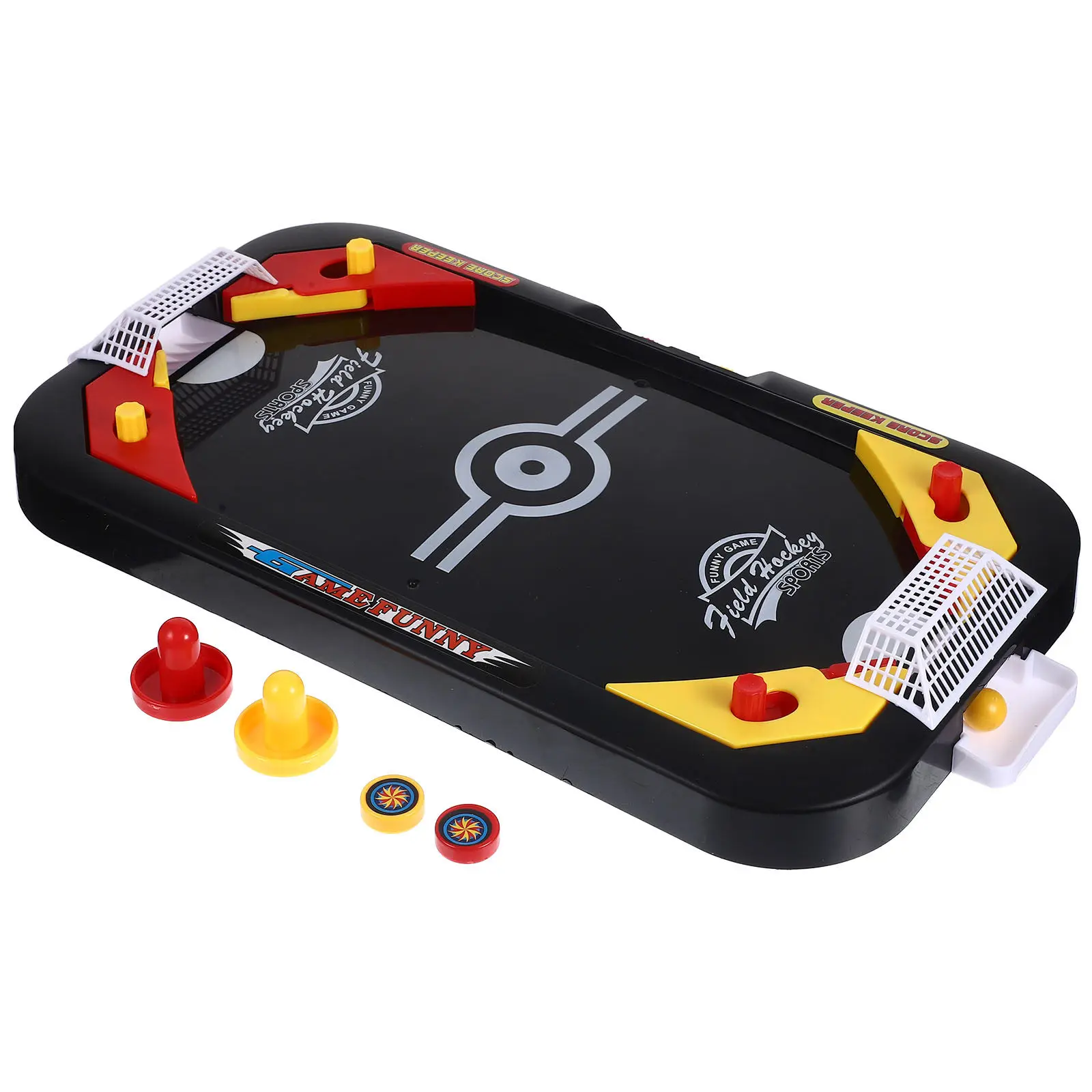 

1Pcs Table Ice Hockey Black Mini Table Game Board 2 Players Durable Eco Friendly Childhood Fun Mini Ice Hockey