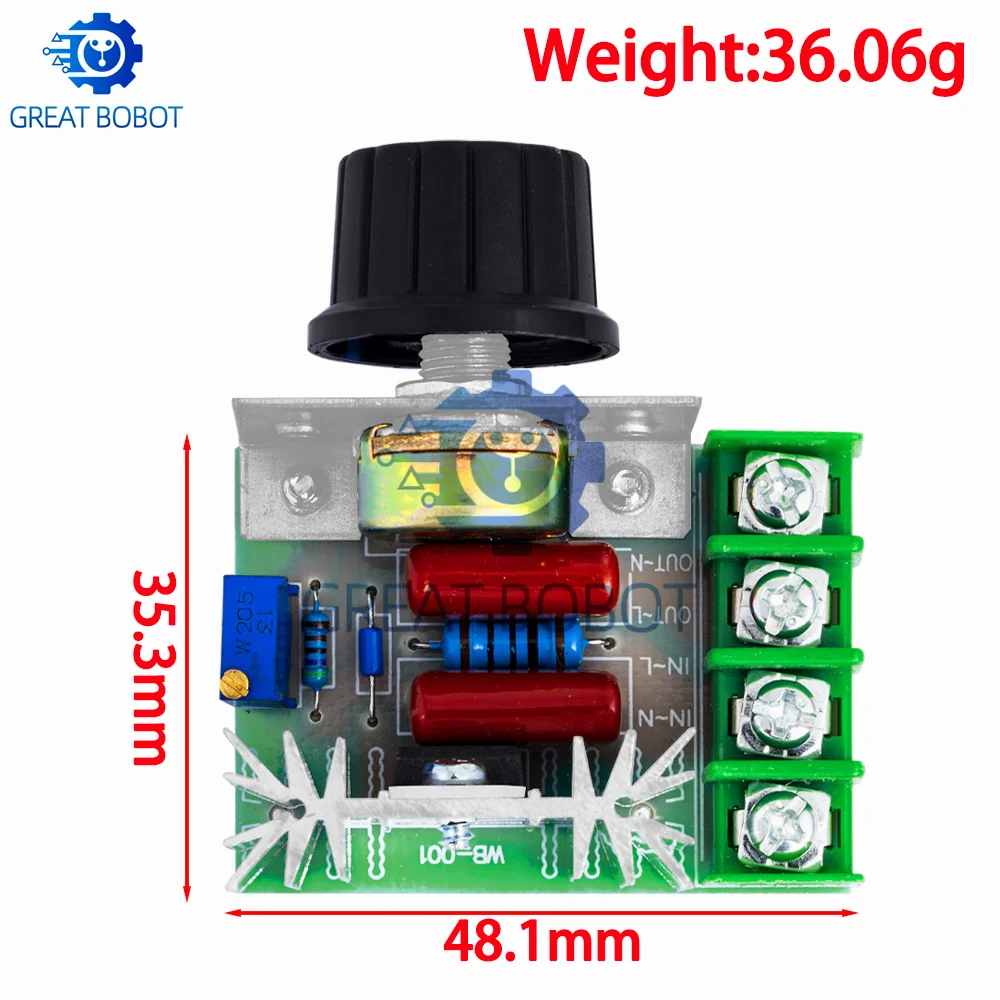 BS AC 220V 2000W SCR Voltage Regulator: Dimming Dimmers Speed Controller Thermostat