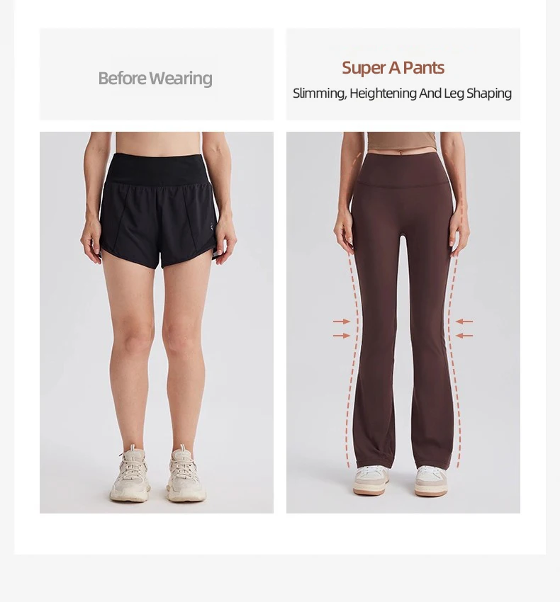 Modische Casual Streetwear Damen Schlaghose mit hoher Taille, elastisch, hüftformend, schlankmachend, atmungsaktiv, für Laufen, Sport, Radfahren, Pilates. – Detail 3