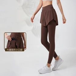 Sport Leggings Running Jogger Pants Women Yoga Wear High Waist Gym Leggings With Pockets Seamless Tights Cover Hip Sweatpants