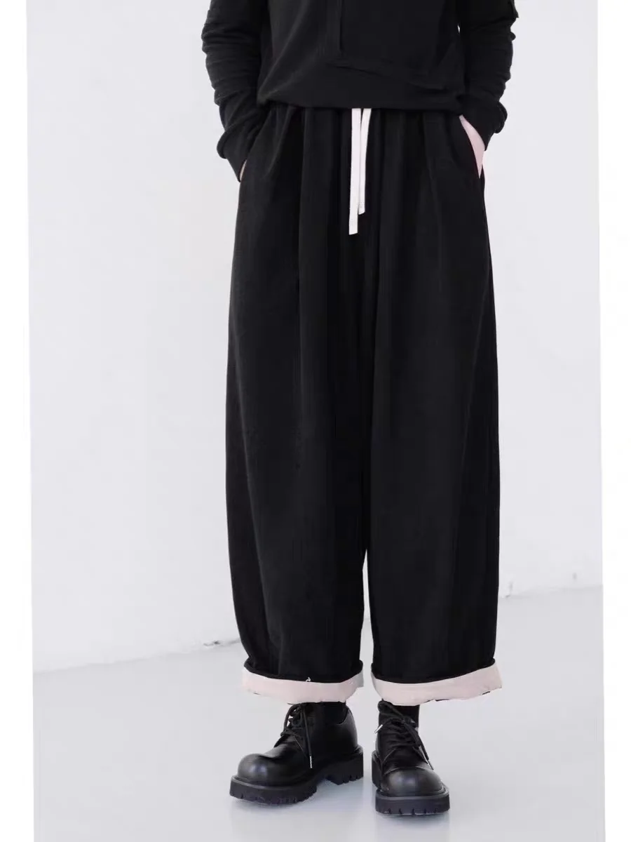 Autunno Inverno Thi Velluto Allentato Dimagrante Velluto a coste Pantaloni a gamba larga Taglio dritto Pantaloni casual per donna Vita l