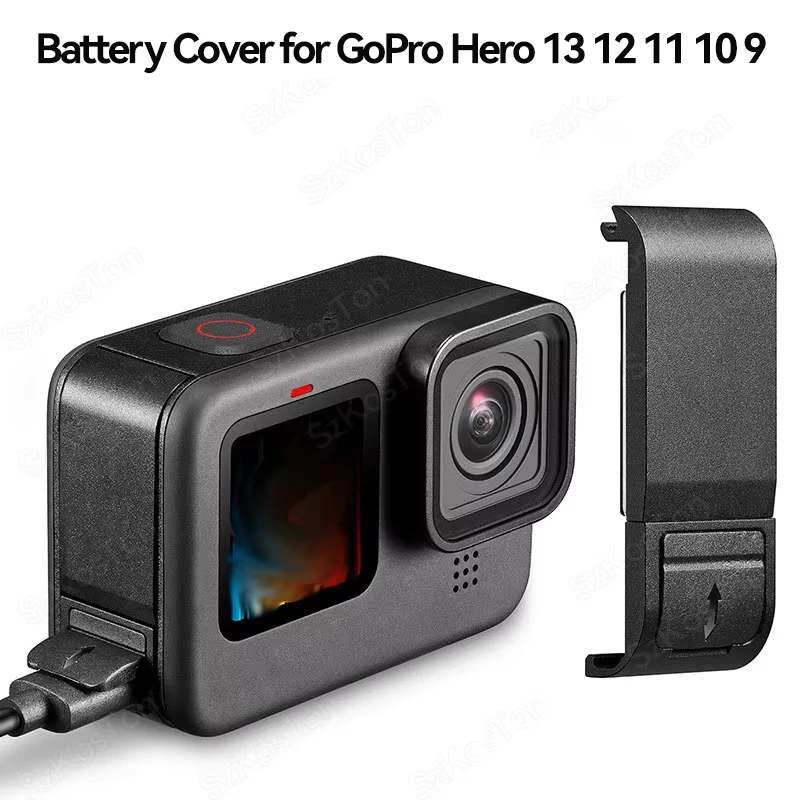 Portable Flip Battery Cover for GoPro Hero 13 12 11 10 9 Black Removable Battery Lid Door Type-C Charging Port Side Case