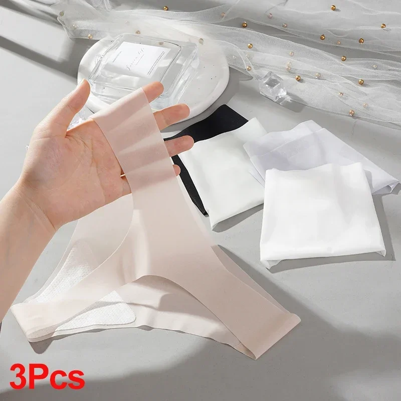 3 шт. женские прозрачные трусики-стринги однотонные летние быстросохнущие трусики с низкой посадкой бесшовные ультратонкие трусики