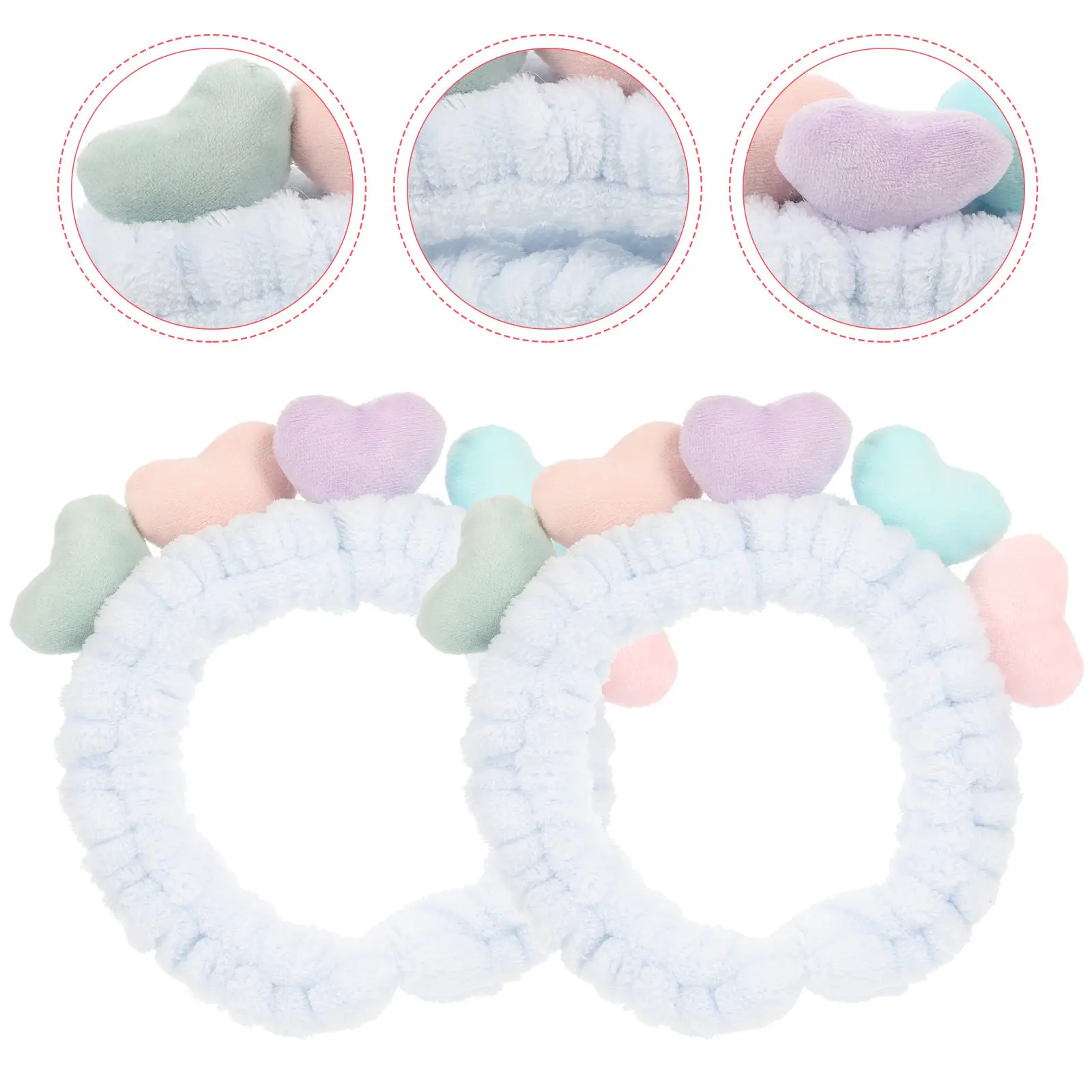 

2Pcs Heart Headband for Women Makeup Headband Elastic Stretchy Hair Band Wash Face Spa Skincare Reusable Soft Comfortable Gift