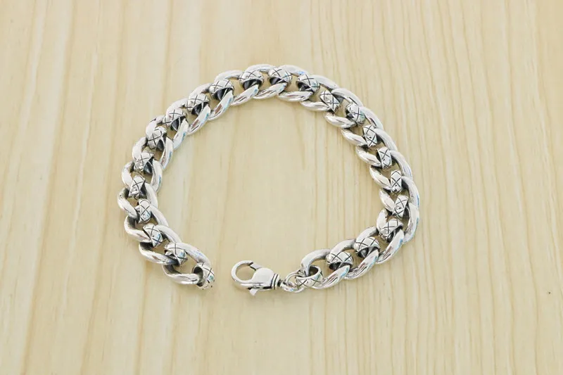 Japanese and Korean trendy punk style minimalist glossy s925 sterling silver bracelet Personalized and popular men and women's c