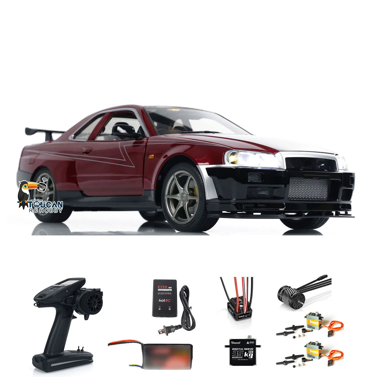 

1/8 Распродажа R34 Capo RC Скоростной автомобиль 4*4 RTR Металлический дрифт Гоночный автомобиль со светом Бесщеточный двигатель DIY Радиоуправление Модель автомобиля Игрушки