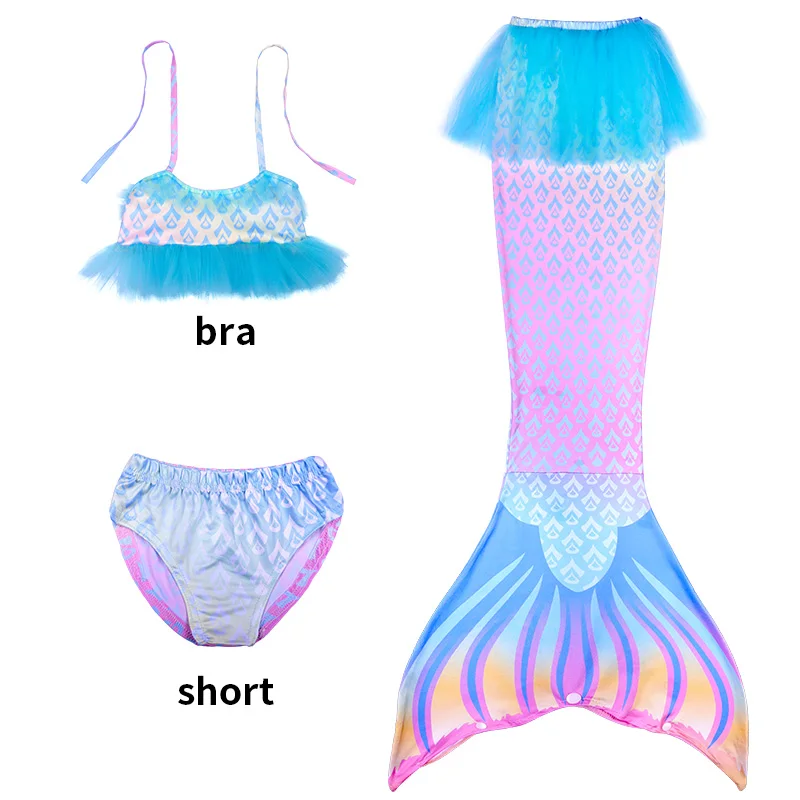 2024 New Mermaid Swimsuit Little Girl Bikini Mermaid Tail Cosplay Costume Girl Halloween Party Gift Single Fin Fantasy Swimsuit