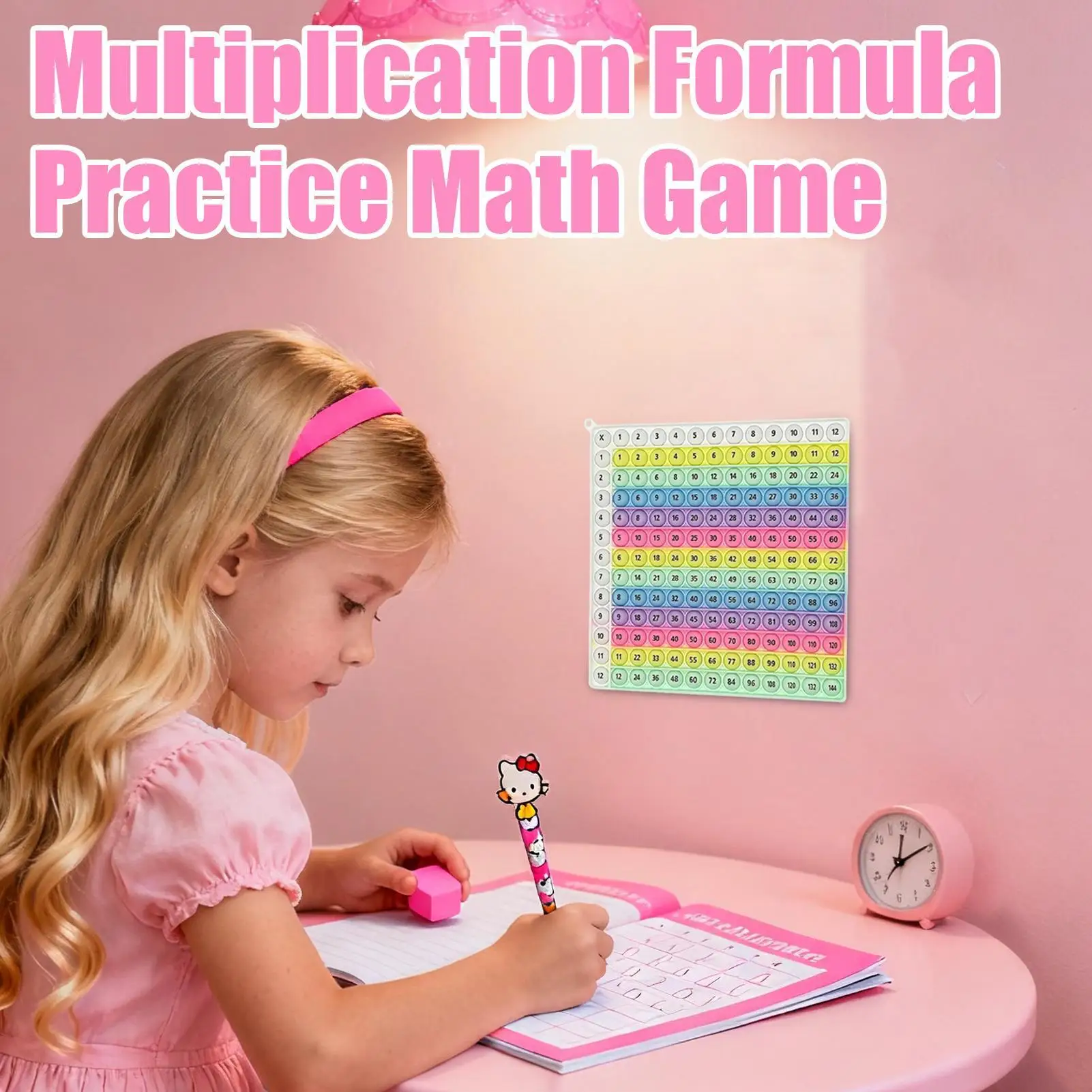 Math Fidget Toy Multiplication Press Chart Educational Games Silicone Rainbow Math Table Game For Students Toddler Kids Boys