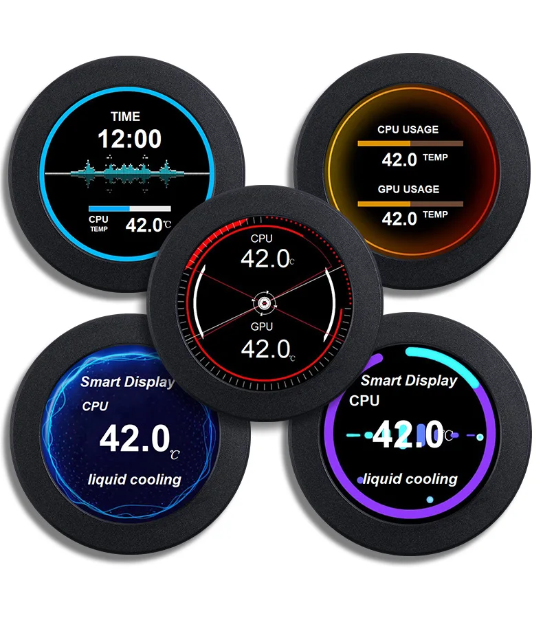 2.1 Inch Water-cooled Secondary Screen IPS Circular Screen Water-cooled Chassis Built-in Screen Monitoring 360 Degree Rotation