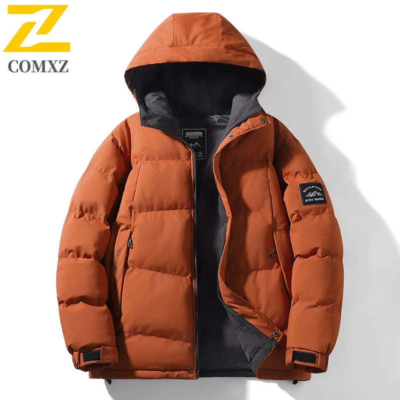 

High Quality Men's Down Cotton Jacket 2024 Winter New Fashion Shoulder Print Design Warm Cotton Coat Trendy Brand Men's Coat
