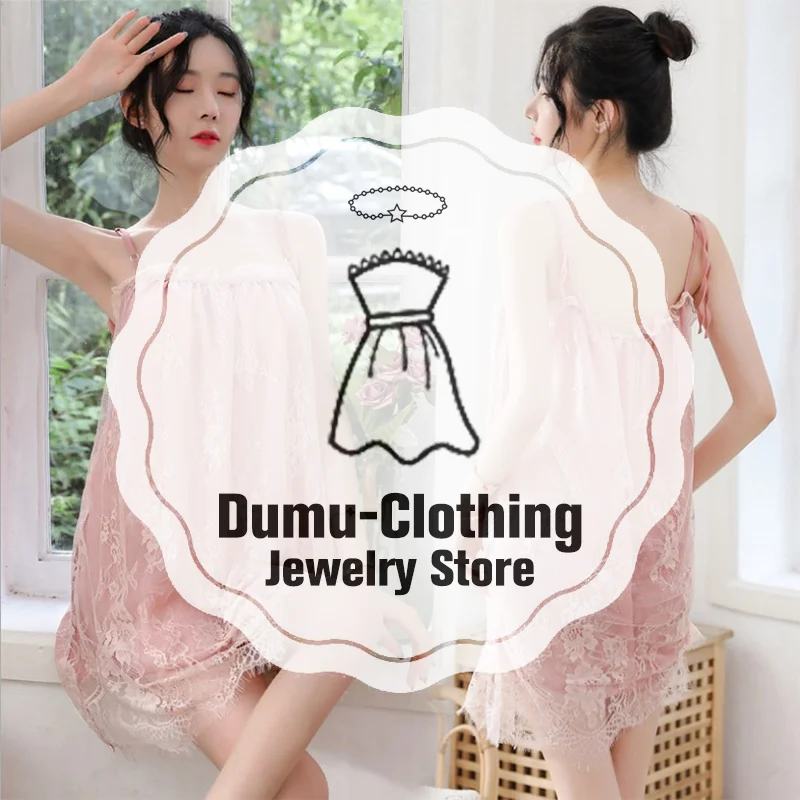 

Seductive Lingerie Lace Camisole Pajama Set Nightgown Loose Fitting Home Outfit