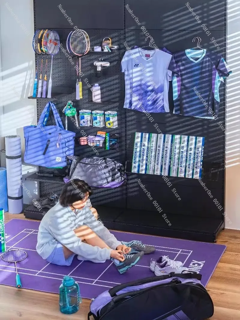 Badminton Racket Storage Equipment, Metal Perforated Shelves, Display Wall for Racket and Sports Equipment Storage