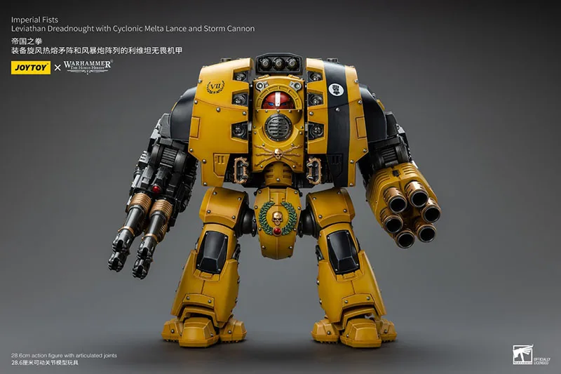 JOYTOY Warhammer 1/18 Imperial Fists Leviathan Dreadnought with Cyclonic Melta Lance and Storm Cannona Action Figure Model Toy