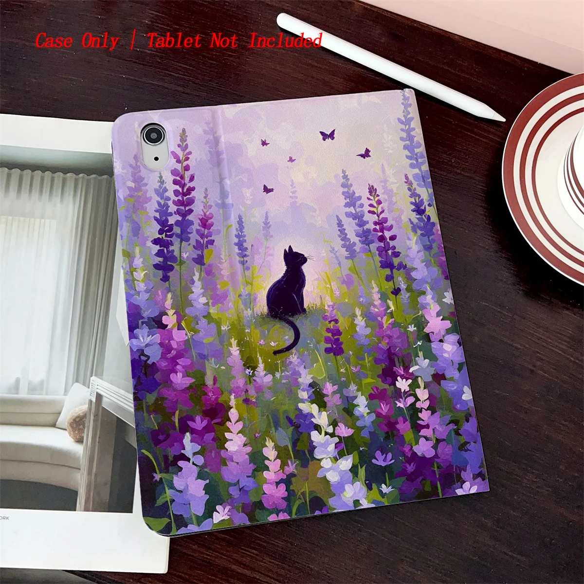 

8. Чехол для iPad с принтом в свежем стиле, 360° ° Вращающаяся подставка и слот для ручки, стиль книги, автоматический режим сна/пробуждения, совместим с различными Apple iPad