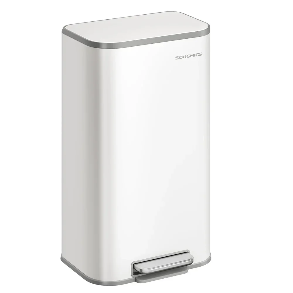 8 Gallon Stainless Steel Kitchen Trash Can Soft Close Lid Wide Non-Slip Pedal Inner Bucket Durable Compact Design Effortless