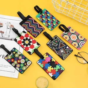 1PCS New Suitcase Color Pattern Luggage Tags Design ID Tag Luggage Label Address Holder Identifier Label Travel Accessories