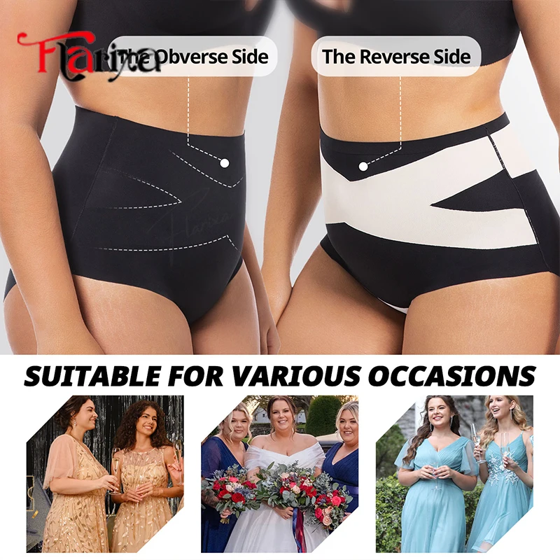 Flarixa حجم كبير المعدة المسطحة النحت محدد شكل الجسم النساء عبر البطن التحكم ملخصات الأسود الأرداف تشكيل سراويل 1XL-5XL