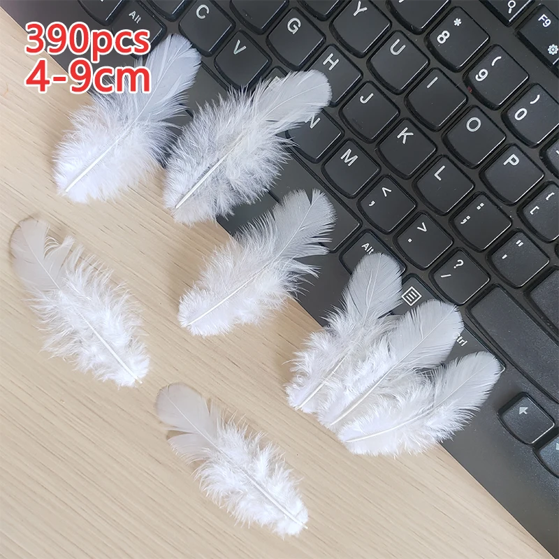 Lote de 390 Uds. De Plumas blancas pequeñas de 4-9cm a granel para decoración artesanal, atrapasueños de flores para boda, Plumas de Carnaval, surtido de pollos