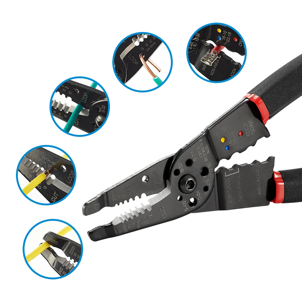 Professional Electrician Wire Hand Tool Terminal Set Cable Stripper Cutter Crimper Automatic Wire Crimping Stripping Plier