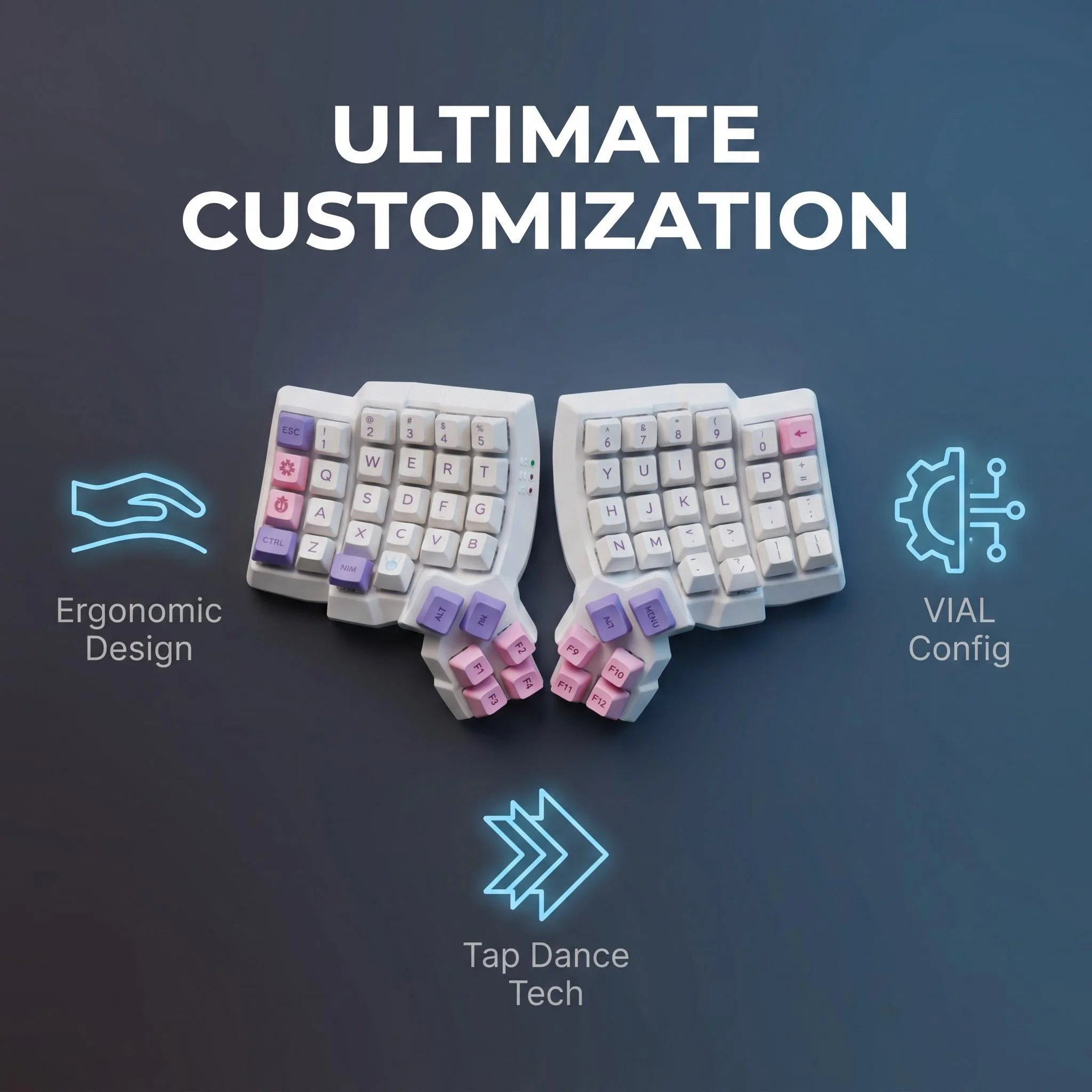 Dactyl Manuform Ergonomic Split KeyboardHot Swap Wired bluetooth Custom Keyboard Detachable 15° Ski-Shaped Tilt Stand Office