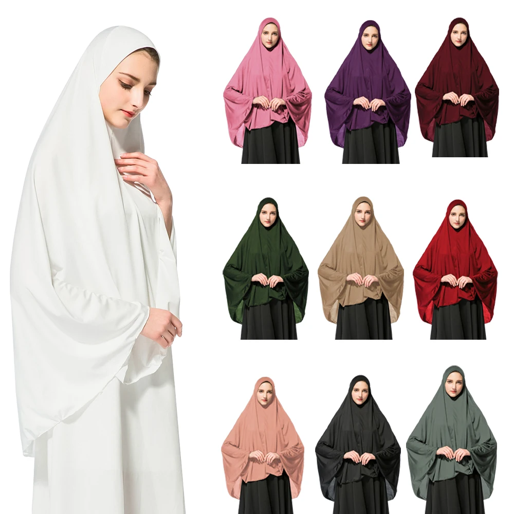 

Arabic Long Khimar Muslim Women Amira Overhead Hijab Scarf Veil Prayer Garment Islamic Full Cover Headsarf Burqa Niqab Clothing