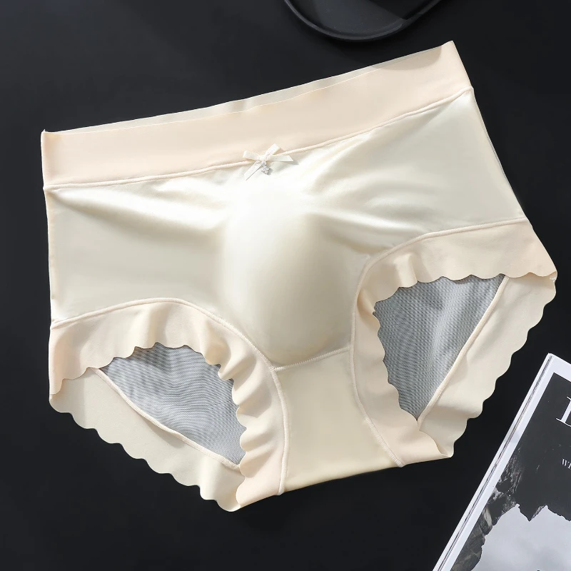 Sissy Lingerie Men'S Sexy Briefs Ice Silk Bow Back Hollow Out Traceless Panties 3d Bulge Pouch Light Thin Breathable Underwear