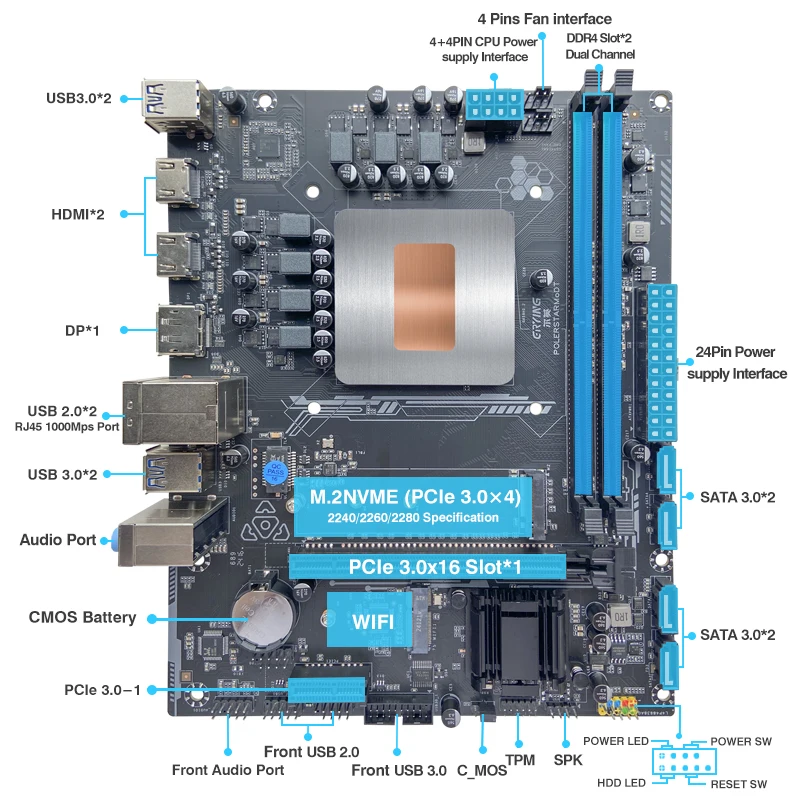 Erying LGA1151 اللوحة الأم وحدة المعالجة المركزية كومبو الأساسية Interposer Kit i7 7820HQ 4C8T 2.9-3.9Ghz DDR4 RAM M-ATX المنزل مكتب الكمبيوتر بناء placa mama