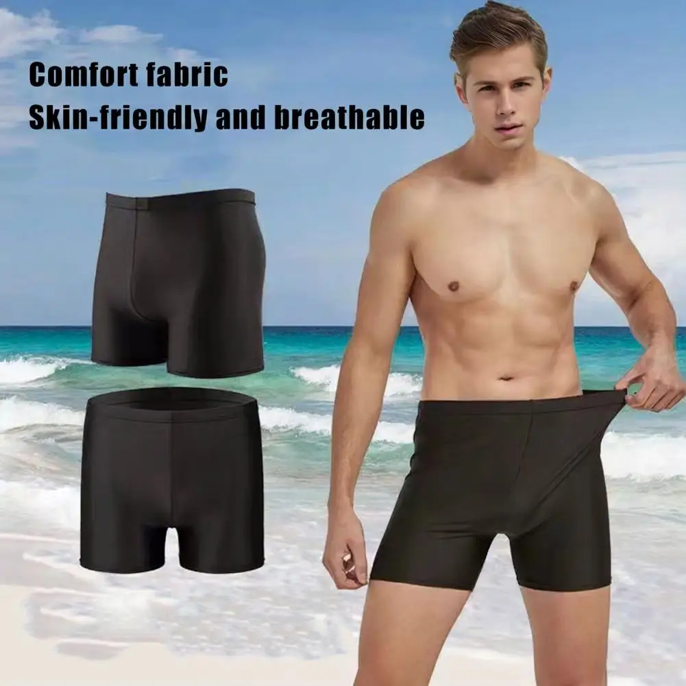 Men Swimming Shorts Drawstring Elastic Waist Soft Quick Dry Mid Waist Bathing Boxers Surfing Shorts Water Sports Swimming Trunks