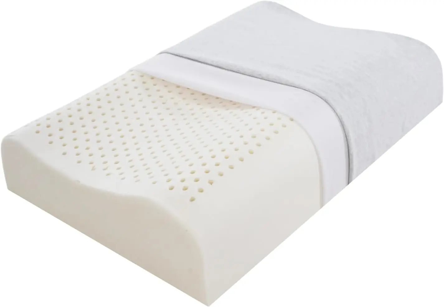 

Ergonomic Latex Contour Pillow for Neck Support - Medium Firm for Side and Back Sleepers with Breathable Cover