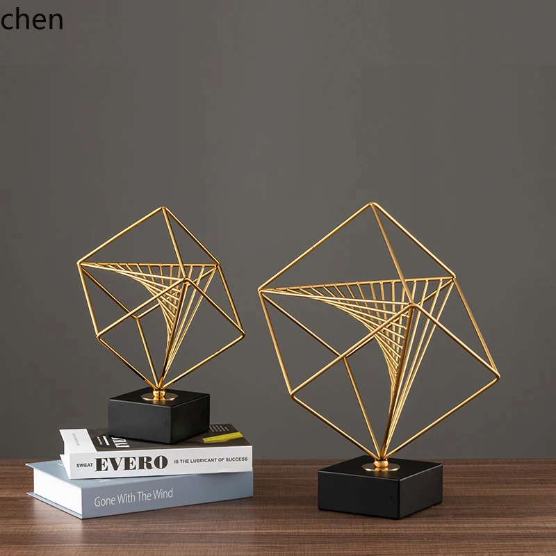 QZT Living Room Home Geometric Cube Ornament Alloy Decoration
