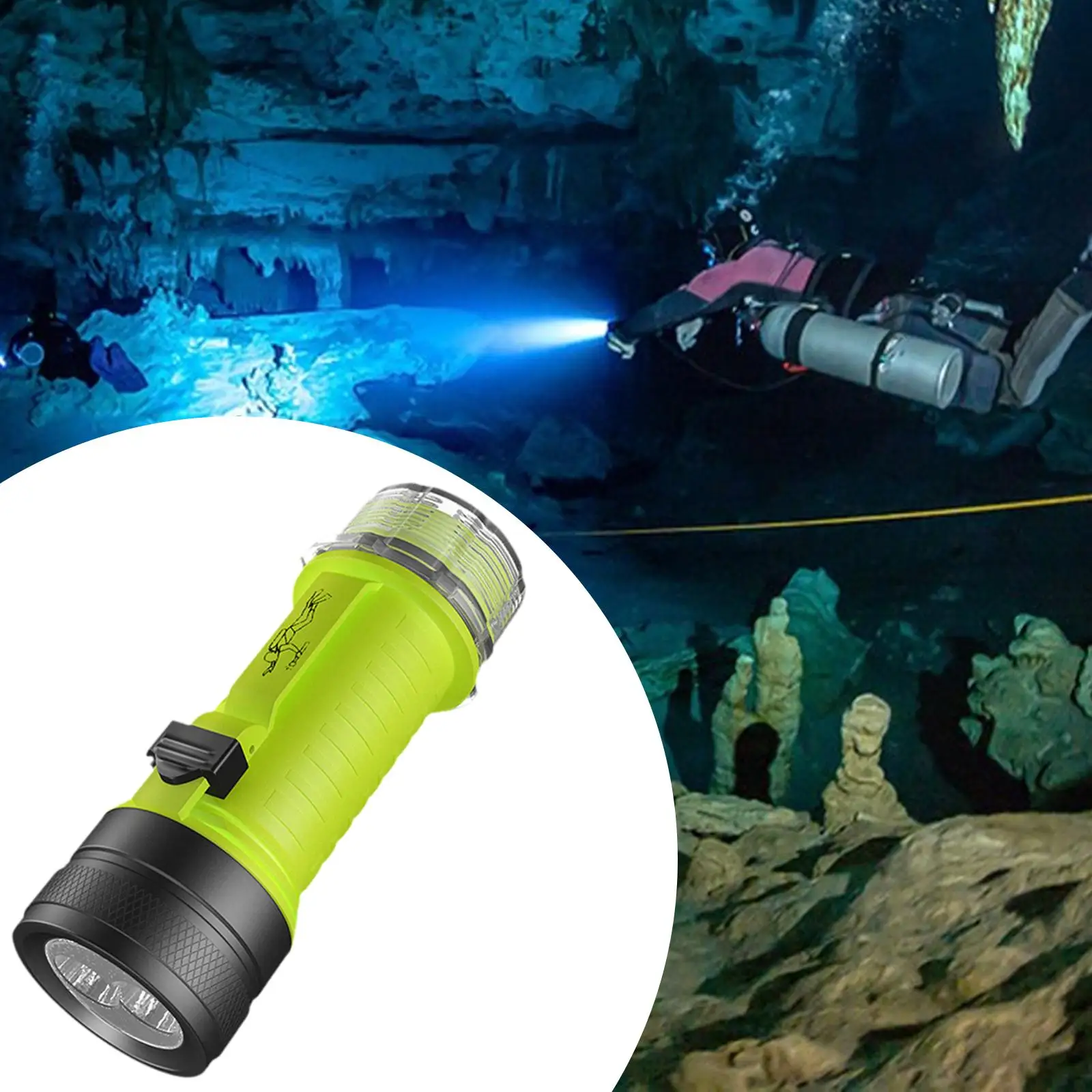 

Scuba Diving Flashlight Versatile with Lanyard Portable High Lumens for Caving Underwater Activities Hiking Snorkeling Emergency