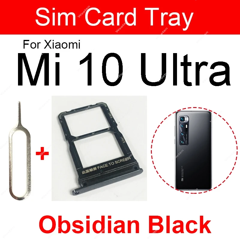 Sim Tray Slot Holder For Xiaomi Mi 10 10T Lite Pro Mi 10s Mi 10 Ultra SIM Card Tray Adapter Socket Replacement Parts With Pin