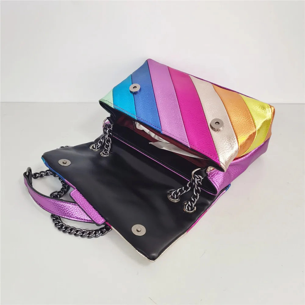 Hot Sale Multi-Coloured Patchwork Crossbody Bags For Women UK Brand Designer Fashion Trend Handbag PU Shoulder Bag