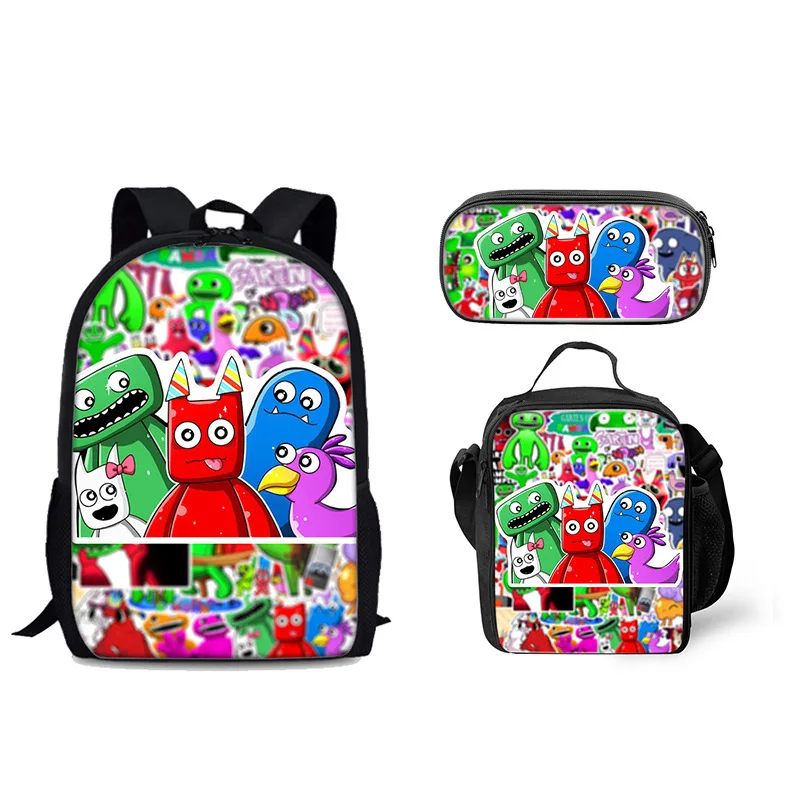 Classic Popular Novelty Funny Garten of banban 3D Print 3pcs/Set pupil School Bags Laptop Daypack Backpack Lunch bag Pencil Case