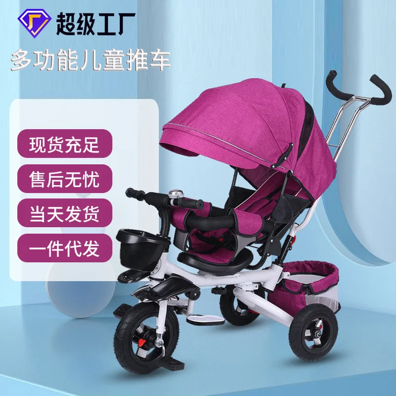 4 In 1 Infant Tricycle Folding Rotating Seat Baby Stroller 3 Wheel Bicycle Kids Bikes Three Wheel Stroller Baby Trolley 6M-6Y