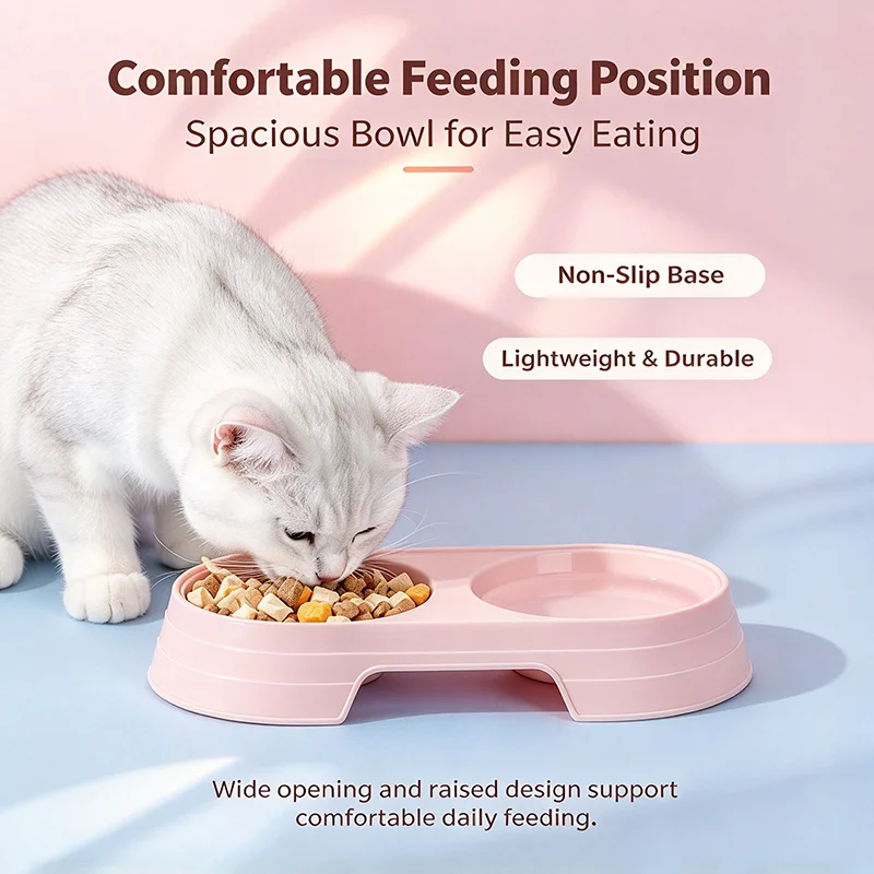 Elevated Pet Feeder Bowl Anti Tip Large Capacity Double Food Water Bowl for Cat Dog Kitten Puppy Easy-Clean Pet Feeder Dishes ﻿