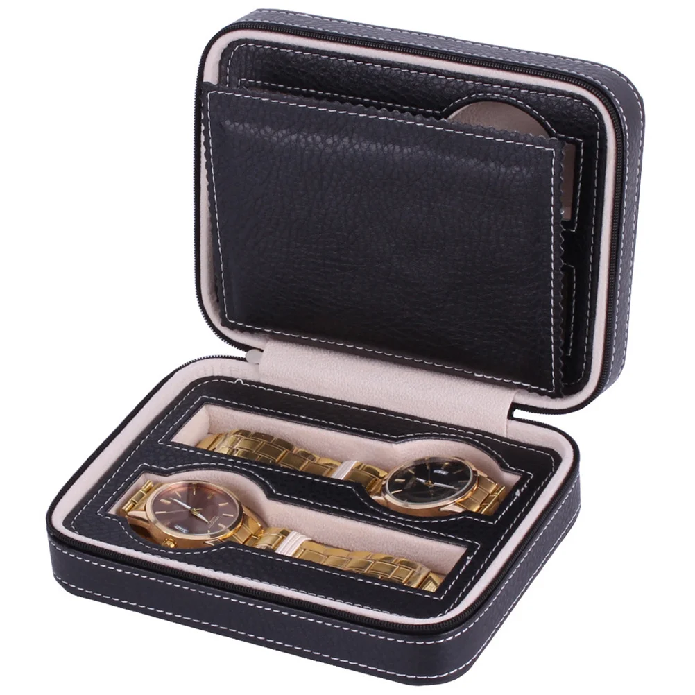 

4 Compartments Watch Storage Case Premium Organizer Travel Bag Padded for Safekeeping Stylish Display Home Or on