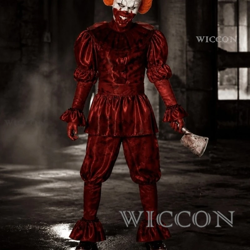 Halloween Film-It Cosplay Costume Scarlet Outfits Clown Pennnywise Cosplay Costume Clown Outfit for Carnival Party Cosplay