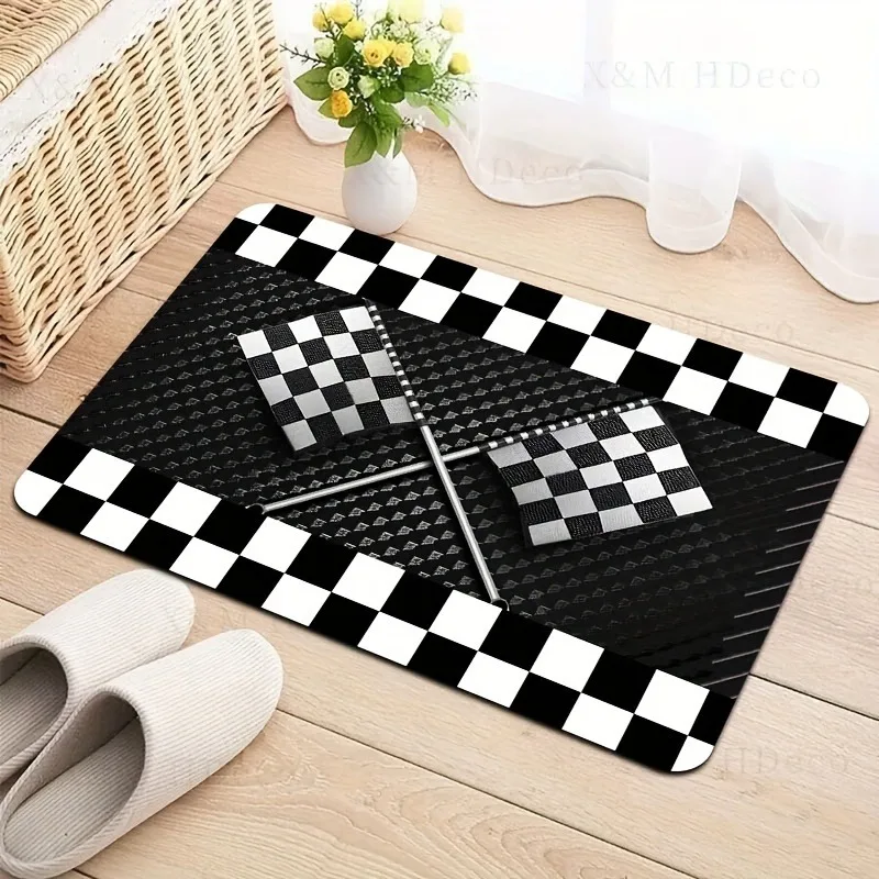 

1PC White&Black Block Door Mats Kitchen Rugs Non-Slip Pop design Living room Rugs Bath Mat Carpet for Home Sink Laundry Decor